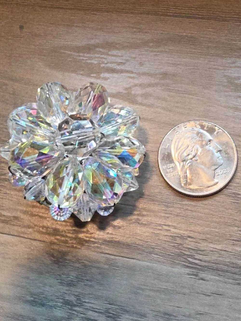 Crystal Prism Decorative Accent - Clear Iridescent Brooch